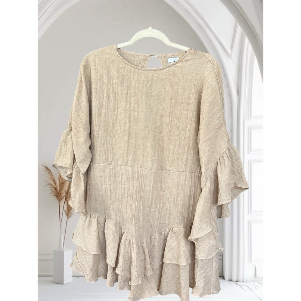 Princess Polly Beige Ruffle Mini Dress